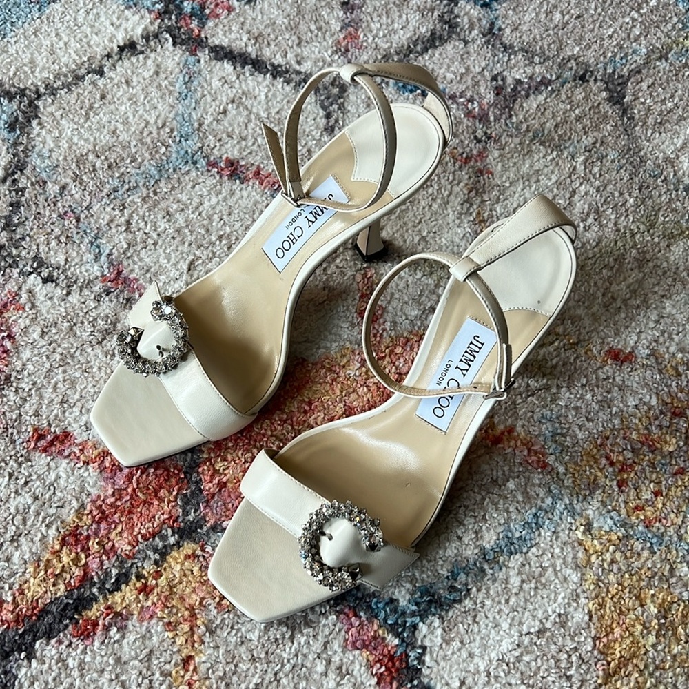 JIMMY CHOO Marsai 90mm Bridal Heels in Ivory - 38